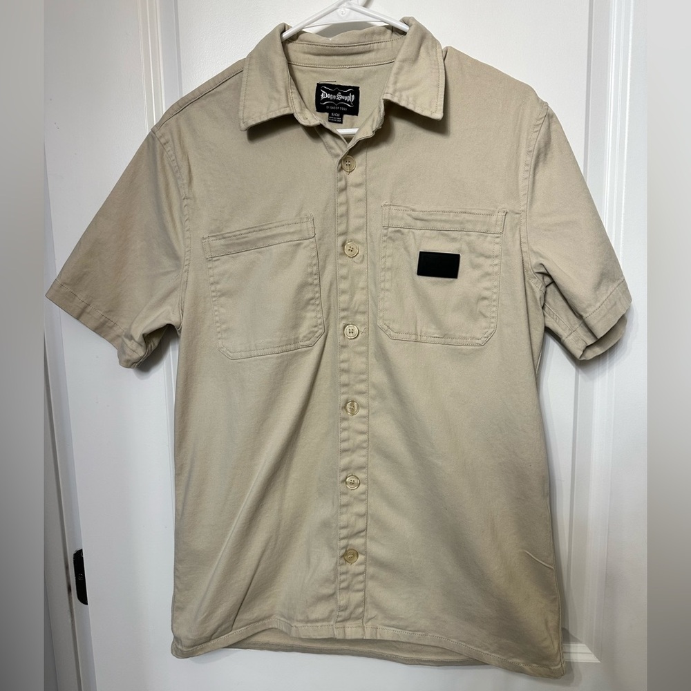 Dogg‎ Supply By Snoop Dogg Button Down Short Sleeve Shirt Khaki Size Small